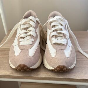 Steve Madden White and Tan Sneakers